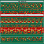 Custom Kelly Green Red-Old Gold Christmas Tree Fair Isle Reindeer Pullover Sweatshirt Hoodie