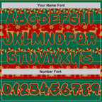 Custom Kelly Green Red-Old Gold Christmas Tree Fair Isle Reindeer Pullover Sweatshirt Hoodie