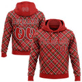 Custom Red Green White-Black Christmas Plaid Checkered Pattern Pullover Sweatshirt Hoodie