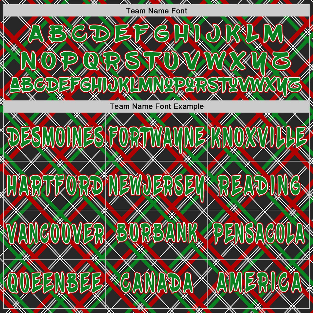 Custom Black Grass Green Red-White Christmas Plaid Checkered Pattern Pullover Sweatshirt Hoodie