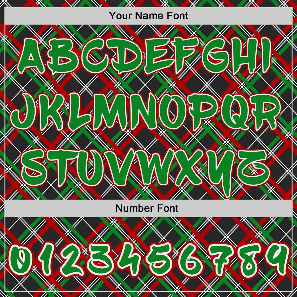 Custom Black Grass Green Red-White Christmas Plaid Checkered Pattern Pullover Sweatshirt Hoodie