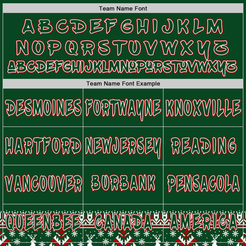 Custom Green White Red-Black Christmas Tree Fair Isle Reindeer Pullover Sweatshirt Hoodie