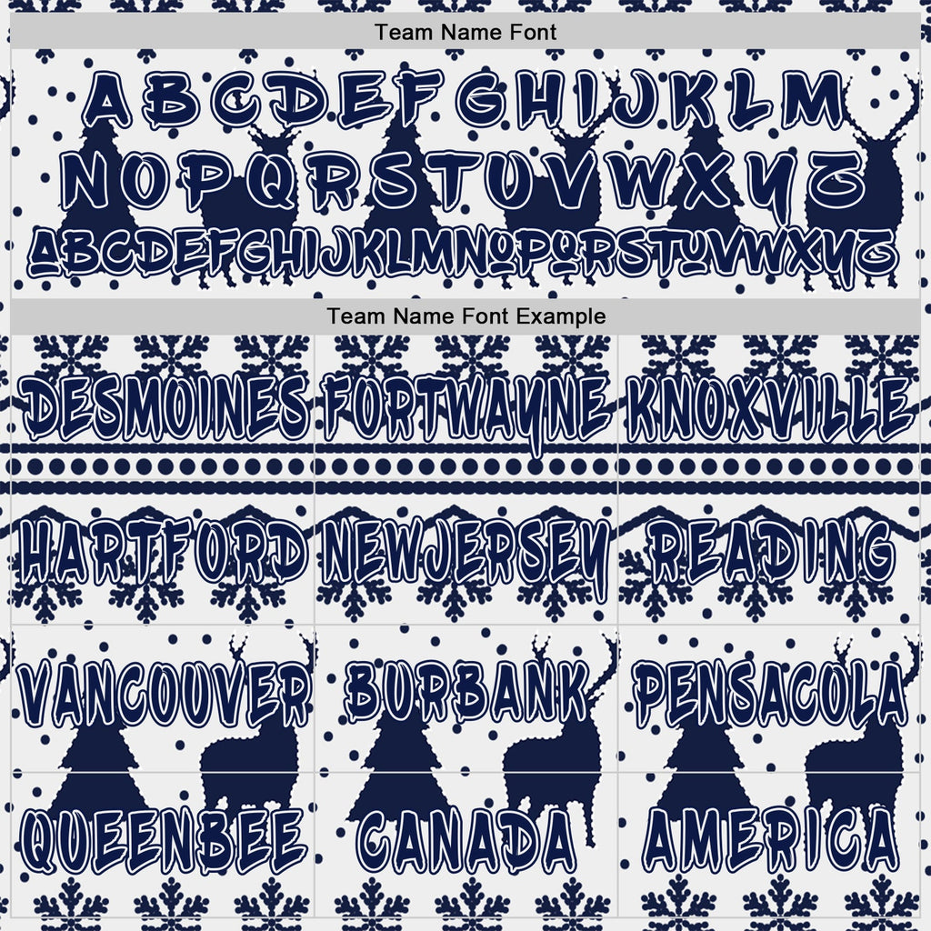 Custom White-Navy Ugly Christmas Sweater Pullover Sweatshirt Hoodie
