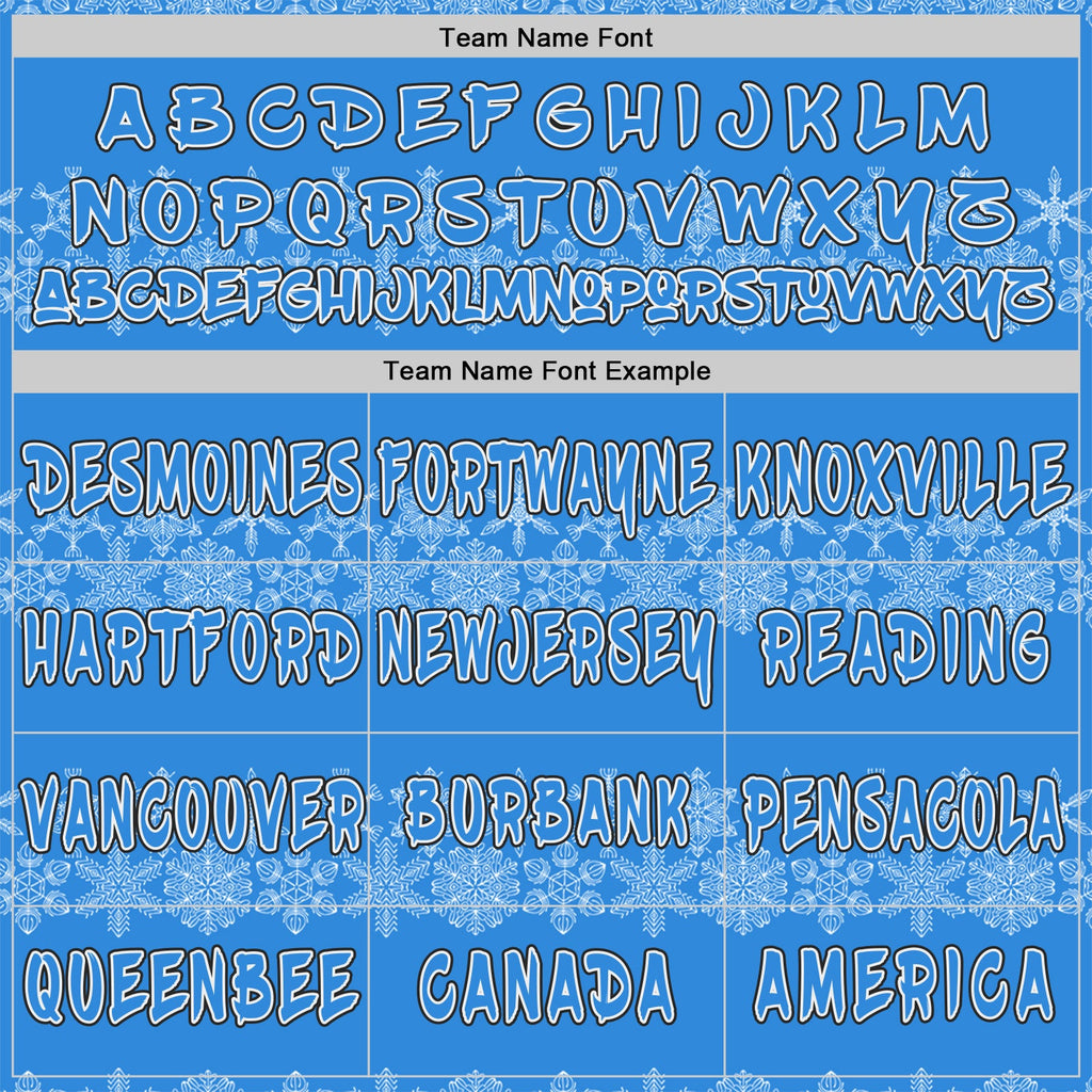 Custom Powder Blue White-Black Christmas Snowflakes Pullover Sweatshirt Hoodie