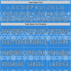 Custom Powder Blue White-Black Christmas Snowflakes Pullover Sweatshirt Hoodie
