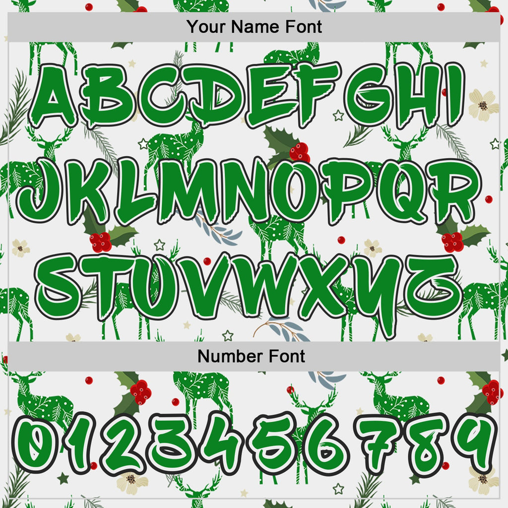 Custom White Grass Green-Black Ugly Christmas Sweater Reindeer Pullover Sweatshirt Hoodie