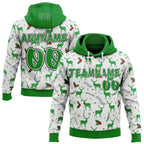 Custom White Grass Green-Black Ugly Christmas Sweater Reindeer Pullover Sweatshirt Hoodie