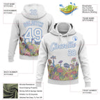 Custom Stitched White-Light Blue Magic Mushrooms Psychedelic Hallucination 3D Pattern Pullover Sweatshirt Hoodie