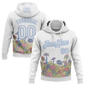 Custom Stitched White-Light Blue Magic Mushrooms Psychedelic Hallucination 3D Pattern Pullover Sweatshirt Hoodie