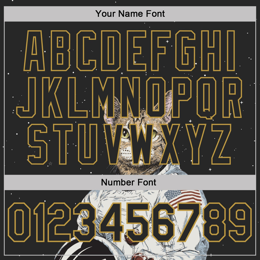 Custom Stitched Black-Old Gold Cat Astronaut Space Galaxy 3D Pattern Pullover Sweatshirt Hoodie