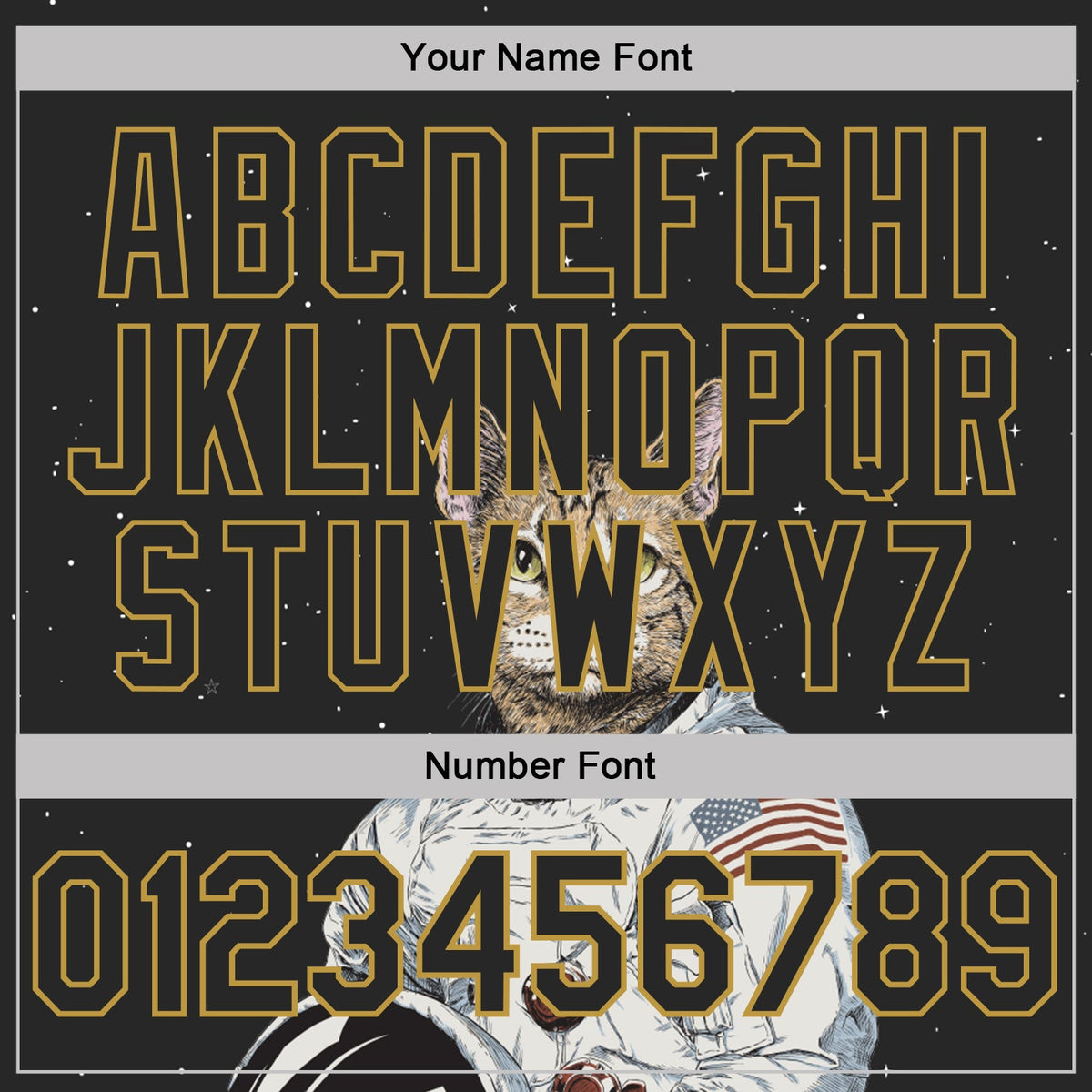 Custom Stitched Black-Old Gold Cat Astronaut Space Galaxy 3D Pattern Pullover Sweatshirt Hoodie
