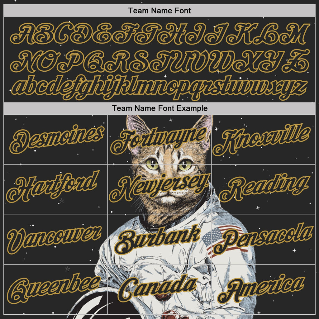Custom Stitched Black-Old Gold Cat Astronaut Space Galaxy 3D Pattern Pullover Sweatshirt Hoodie