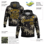 Custom Stitched Black-Gold Hawaii Palm Trees Island And Sailboat Pullover Sweatshirt Hoodie