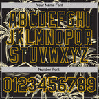 Custom Stitched Black-Gold Hawaii Palm Trees Island And Sailboat Pullover Sweatshirt Hoodie