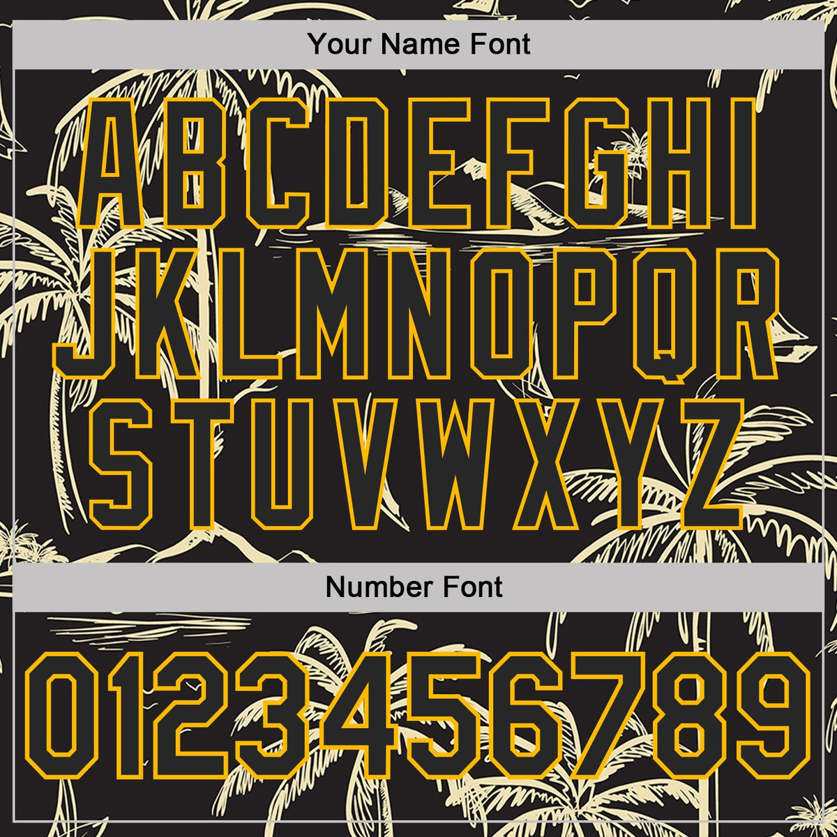 Custom Stitched Black-Gold Hawaii Palm Trees Island And Sailboat Pullover Sweatshirt Hoodie