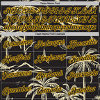 Custom Stitched Black-Gold Hawaii Palm Trees Island And Sailboat Pullover Sweatshirt Hoodie