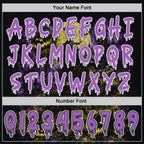 Custom Black Medium Purple-White Spooky Halloween Pumpkin Patch Pullover Sweatshirt Hoodie