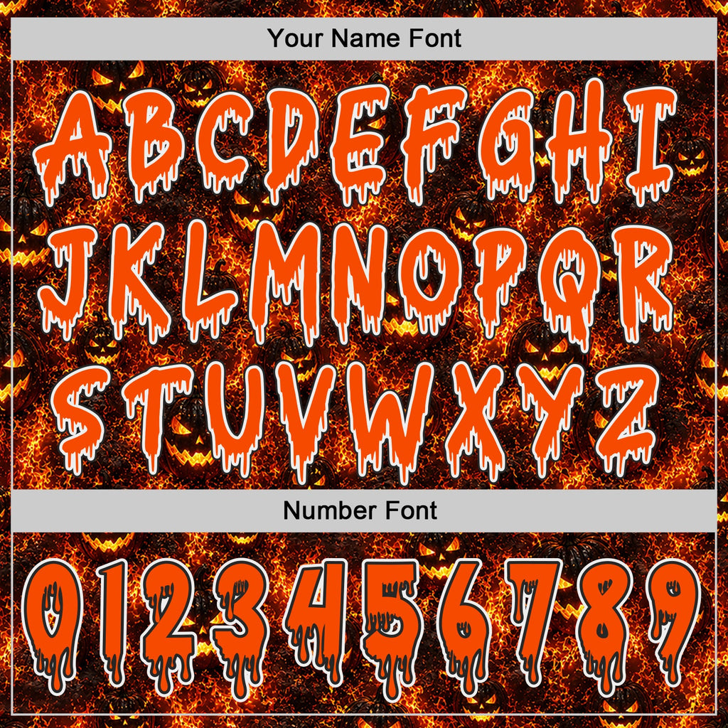Custom Black Orange-White Halloween Flaming Pumpkins Pullover Sweatshirt Hoodie