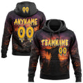 Custom Black Gold Orange-White Halloween Scary Scarecrow Pullover Sweatshirt Hoodie