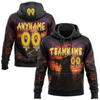 Custom Black Gold Orange-White Halloween Scary Scarecrow Pullover Sweatshirt Hoodie