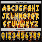 Custom Black Gold Orange-White Halloween Flaming Pumpkin Splatter Pullover Sweatshirt Hoodie