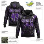 Custom Black Purple-White Halloween Gothic Spiderweb Splatter Pullover Sweatshirt Hoodie