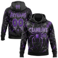 Custom Black Purple-White Halloween Gothic Spiderweb Splatter Pullover Sweatshirt Hoodie