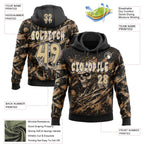 Custom Black Vegas Gold-White Spooky Halloween Mummy Skull Pullover Sweatshirt Hoodie
