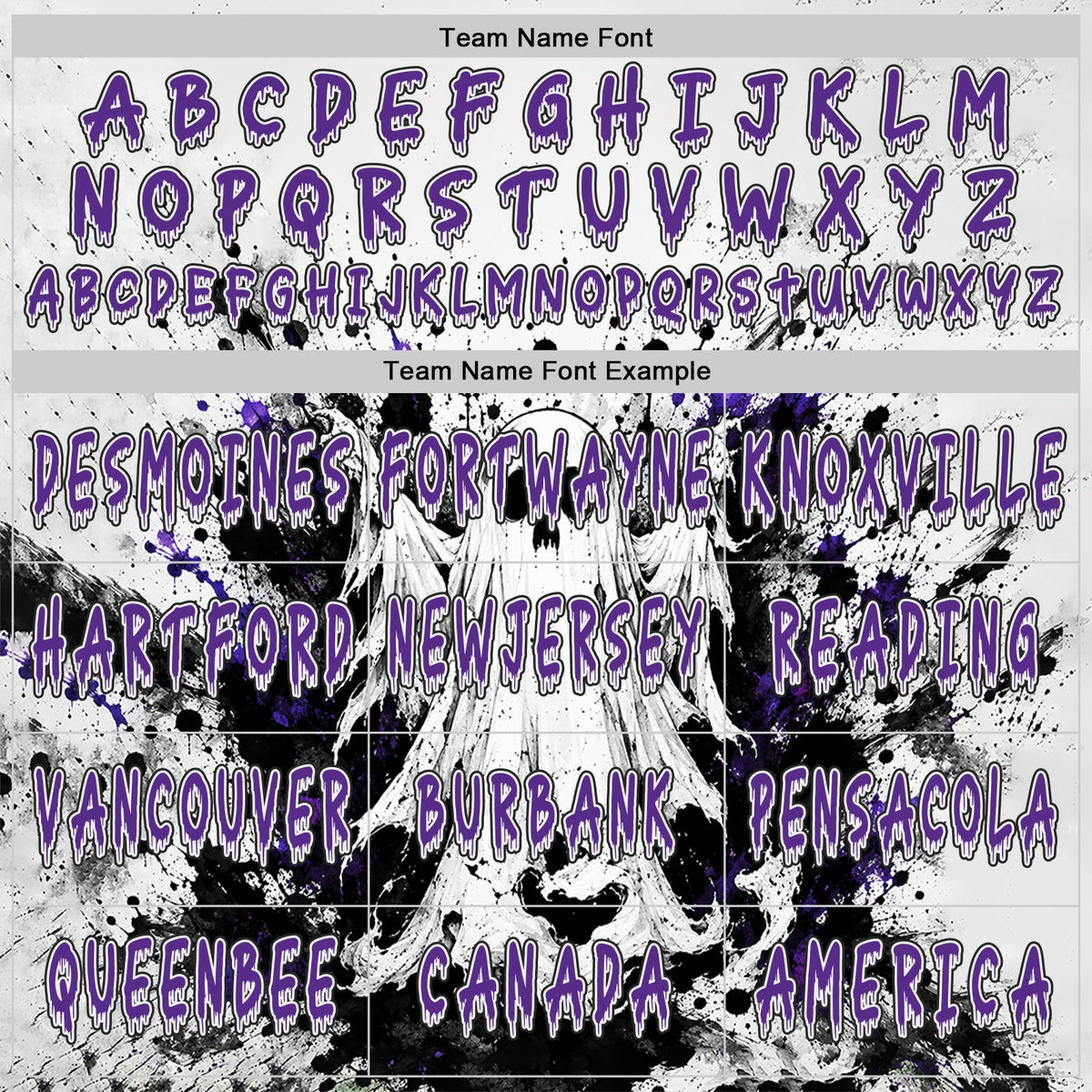 Custom Black Purple-White Spooky Halloween Ghost Splatter Pullover Sweatshirt Hoodie