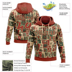 Custom  Cream Red-Green Christmas Vintage Postcard Collage Pullover Sweatshirt Hoodie