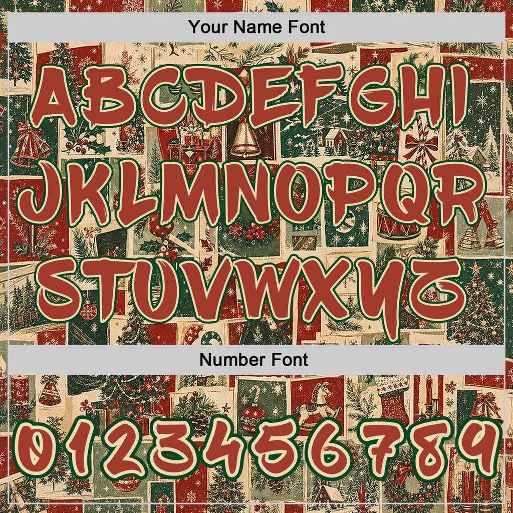 Custom  Cream Red-Green Christmas Vintage Postcard Collage Pullover Sweatshirt Hoodie