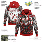 Custom  Black White-Red Christmas Santa Claus Pullover Sweatshirt Hoodie