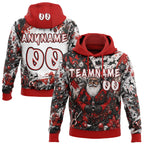 Custom  Black White-Red Christmas Santa Claus Pullover Sweatshirt Hoodie