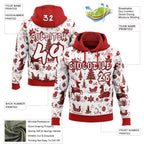 Custom  White Red-Black Christmas Reindeer Pullover Sweatshirt Hoodie