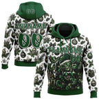 Custom  White Green-Black Christmas Creepy Elf Skulls Candles Pullover Sweatshirt Hoodie