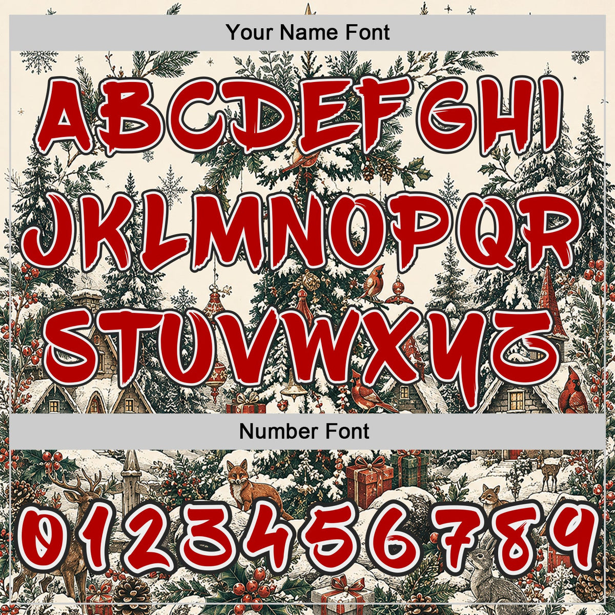 Custom  Cream Red Green White-Black Christmas Snowy Village Pullover Sweatshirt Hoodie