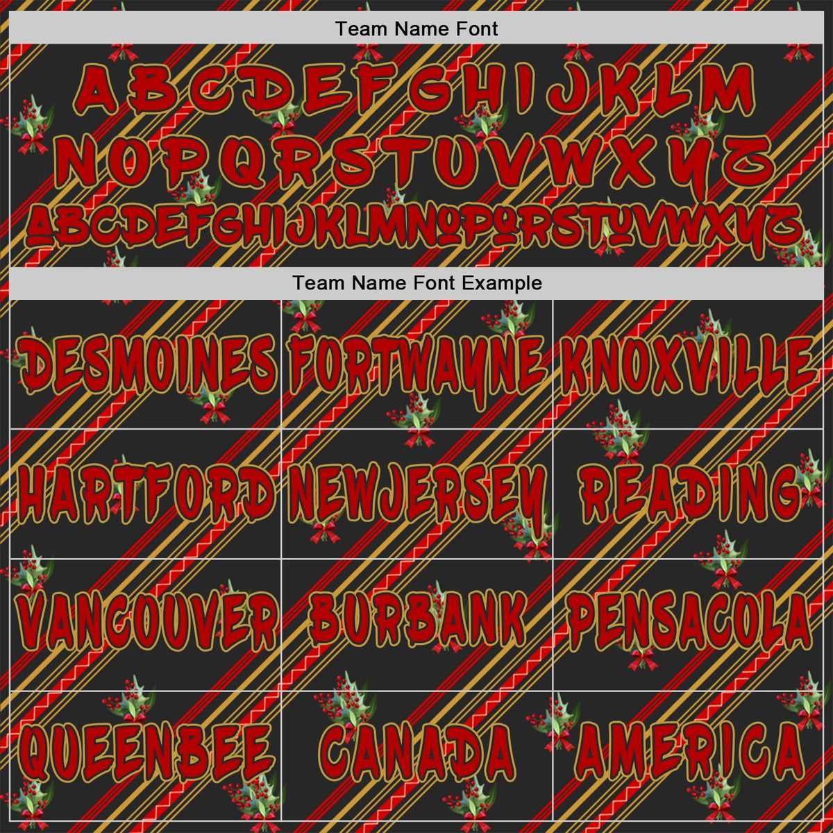 Custom  Black Red-Old Gold Christmas Diagonal Stripe Holly Berries Pullover Sweatshirt Hoodie