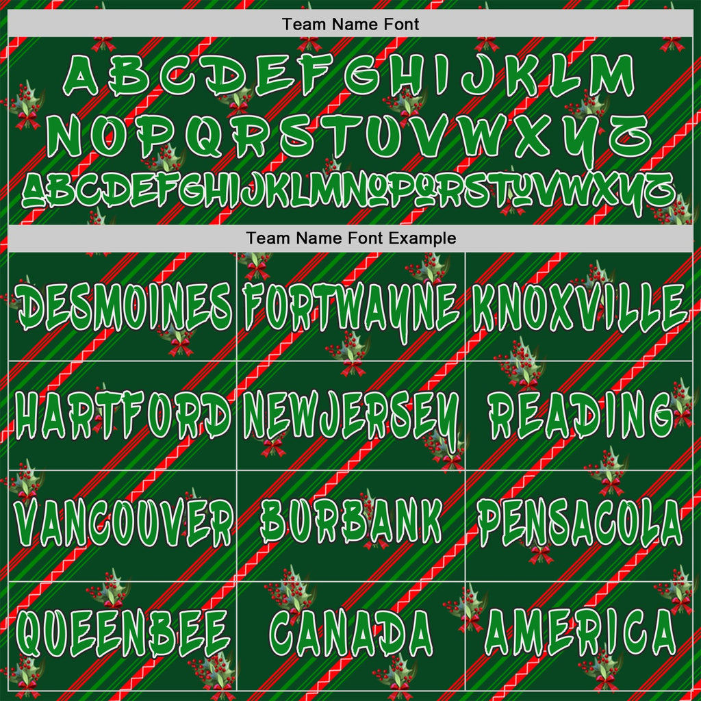Custom  White Grass Green Red-Black Christmas Diagonal Stripe Holly Berries Pullover Sweatshirt Hoodie