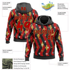 Custom  Black Red-Old Gold Ugly Christmas Sweater Argyle Snowflakes Pullover Sweatshirt Hoodie