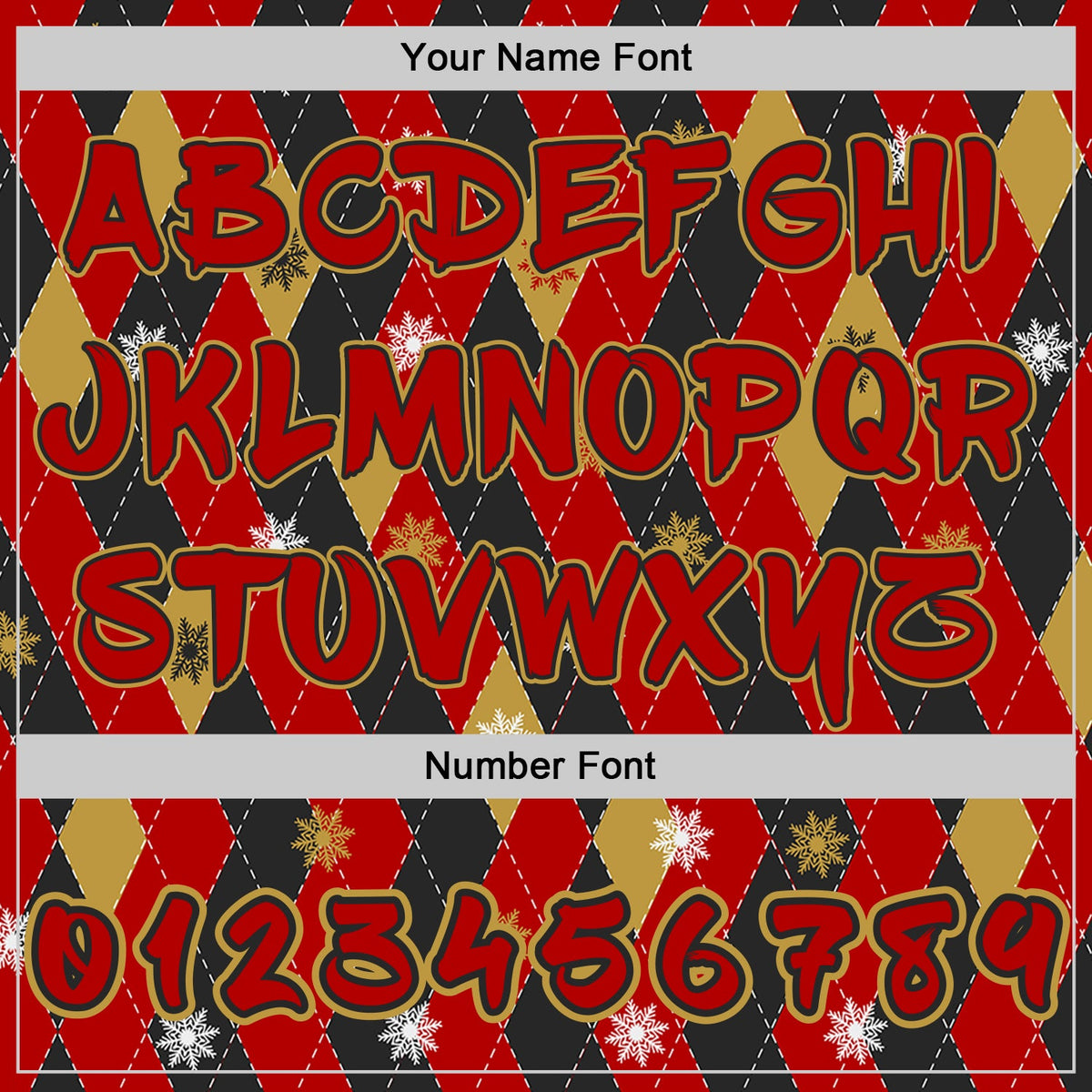 Custom  Black Red-Old Gold Ugly Christmas Sweater Argyle Snowflakes Pullover Sweatshirt Hoodie