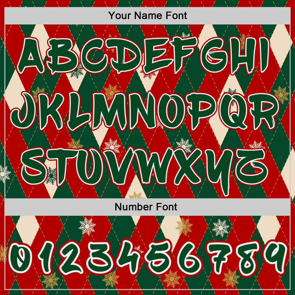 Custom  Green Red Old Gold Cream-White Ugly Christmas Sweater Argyle Snowflakes Pullover Sweatshirt Hoodie