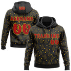 Custom  Black Red-Gold Christmas Tree Stars Pullover Sweatshirt Hoodie