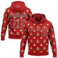 Custom  Red White-Black Christmas Snowman & Gift Pullover Sweatshirt Hoodie