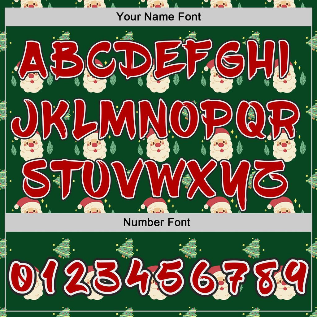 Custom  Green Red White-Black Christmas Santa Claus & Tree Pullover Sweatshirt Hoodie