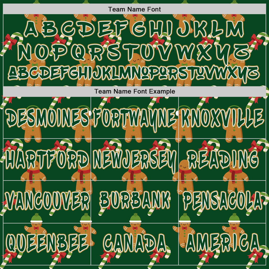 Custom  Green White-Old Gold Christmas Gingerbread & Candy Cane Pullover Sweatshirt Hoodie