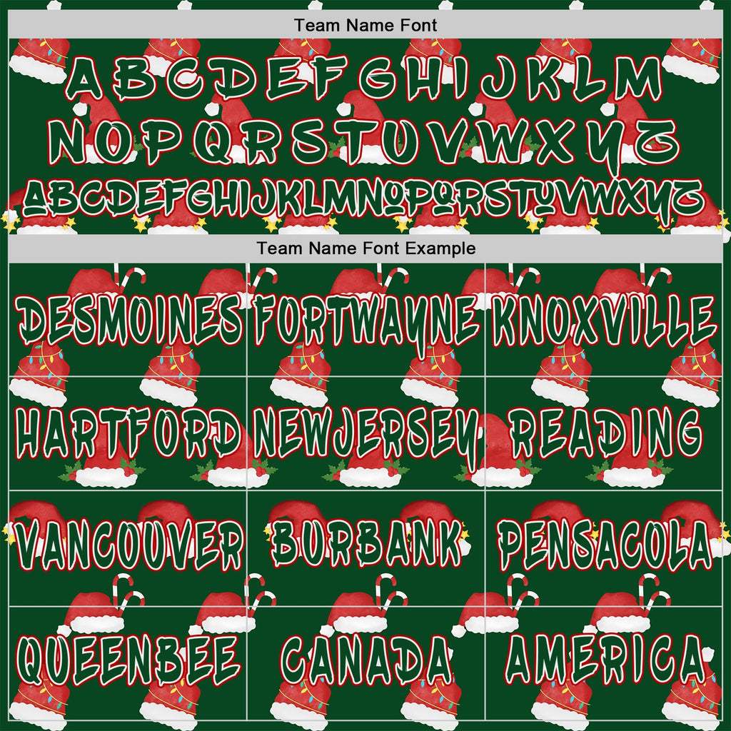 Custom  Green White-Red Christmas Santa Claus Hats Pullover Sweatshirt Hoodie