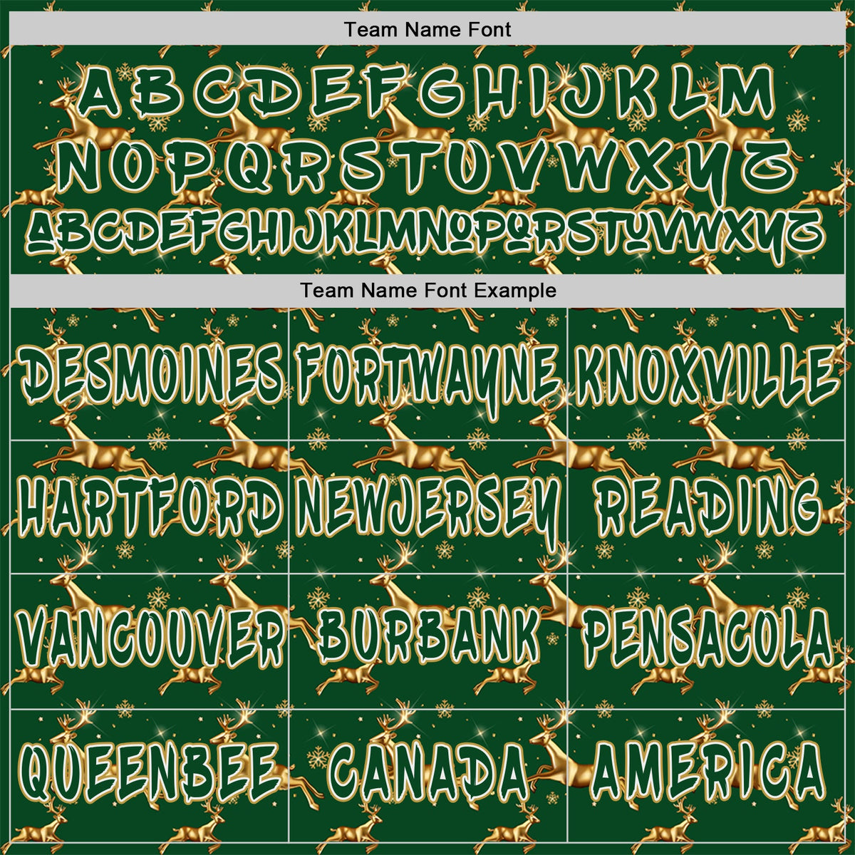 Custom  Green White-Old Gold Christmas Golden Reindeer & Snowflakes Pullover Sweatshirt Hoodie