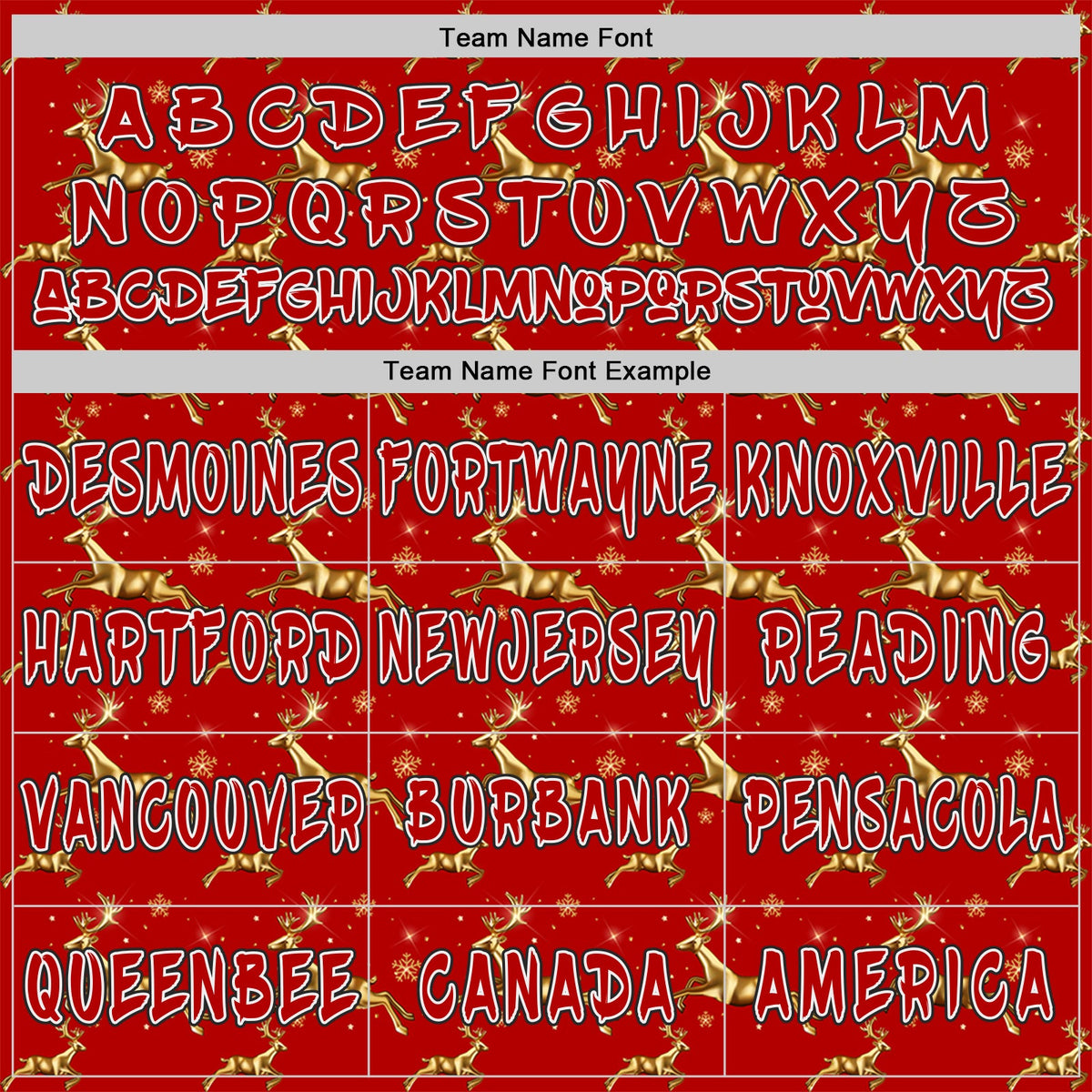 Custom  Red White-Black Christmas Golden Reindeer & Snowflakes Pullover Sweatshirt Hoodie