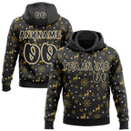 Custom  Black Old Gold-White Christmas Golden Reindeer & Snowflakes Pullover Sweatshirt Hoodie