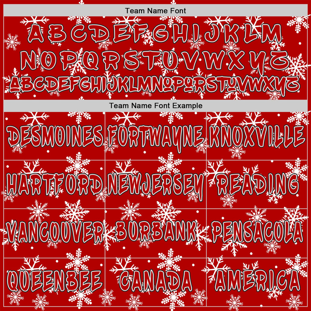 Custom  Red White-Black Christmas Snowflakes Pullover Sweatshirt Hoodie